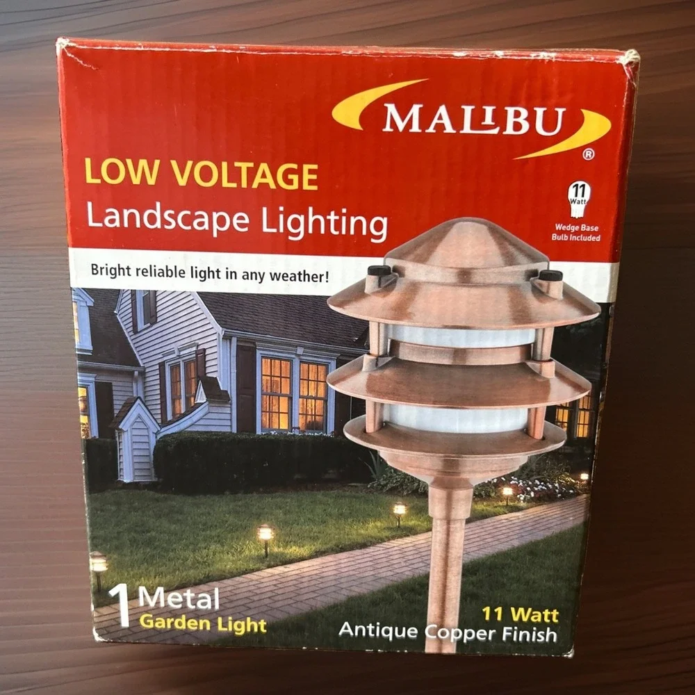 Malibu Landscape Lighting Garden Light Metal Antique Copper 11 Watt Open Box One